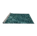 Sideview of Machine Washable Transitional Deep Teal Green Rug, wshpat2334lblu