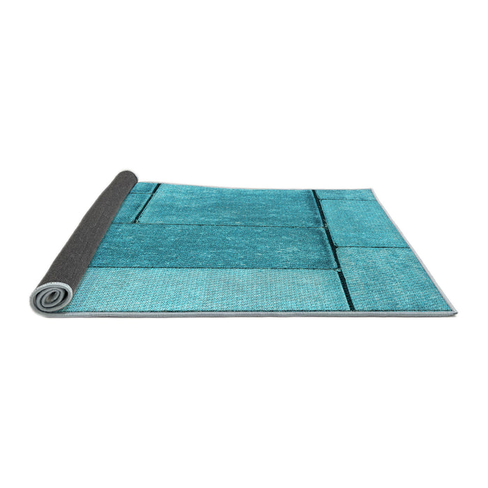 Thickness of Patterned Dark Turquoise Green Rug, pat2335lblu