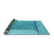 Thickness of Patterned Dark Turquoise Green Rug, pat2335lblu