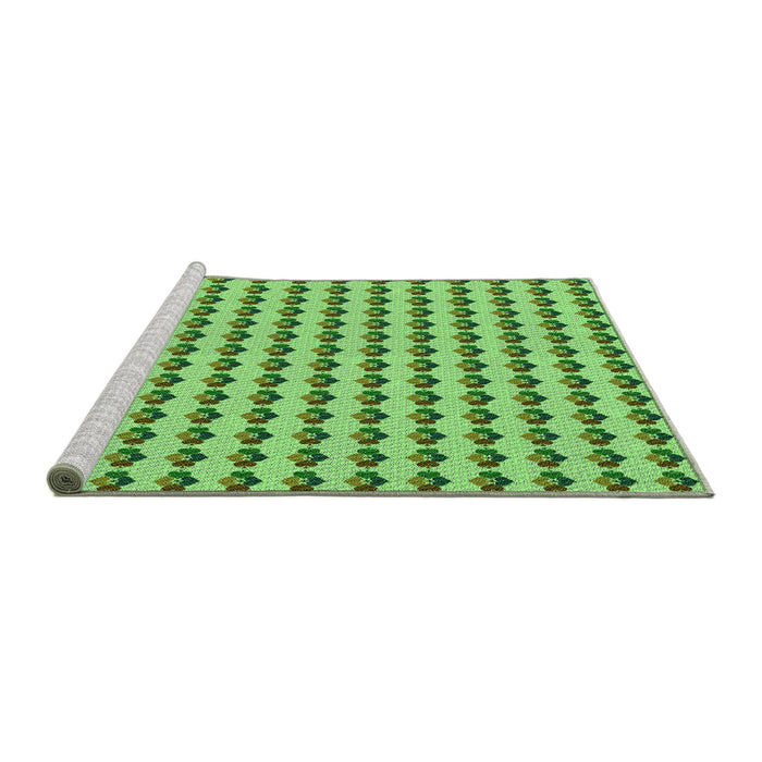 Sideview of Machine Washable Transitional Emerald Green Rug, wshpat2337grn