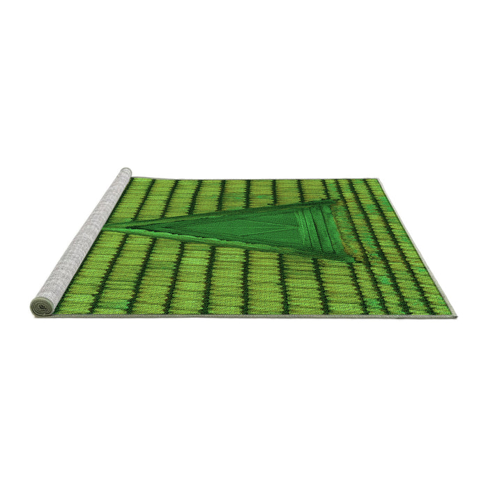 Sideview of Machine Washable Transitional Green Rug, wshpat234grn