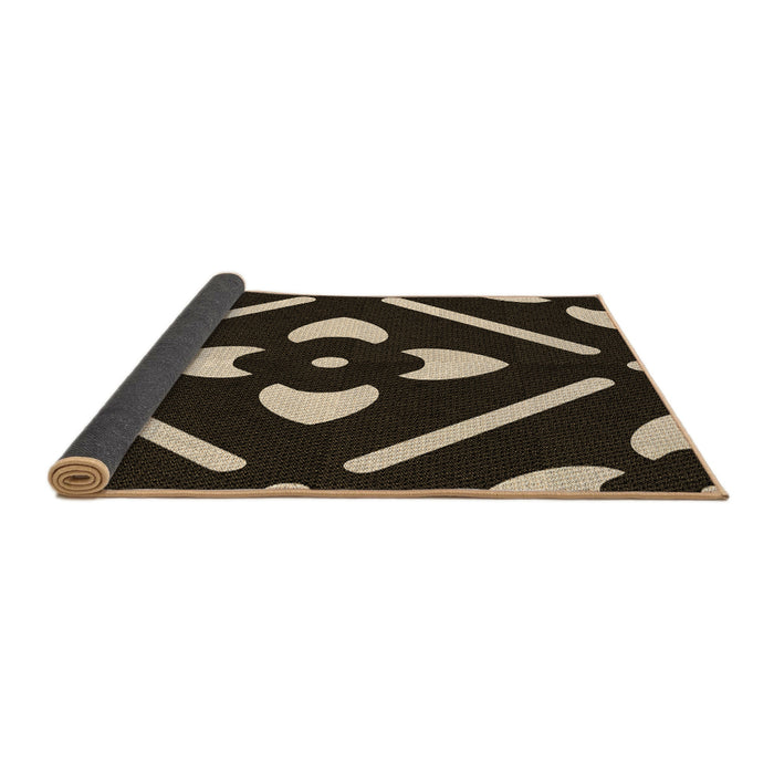 Thickness of Patterned Dark Almond Brown Rug, pat2342brn