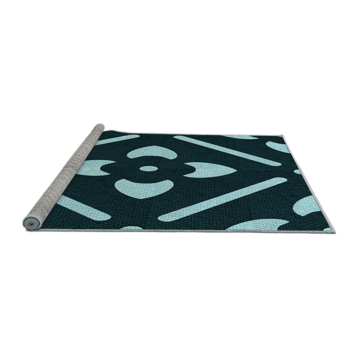Sideview of Machine Washable Transitional Black Rug, wshpat2342lblu