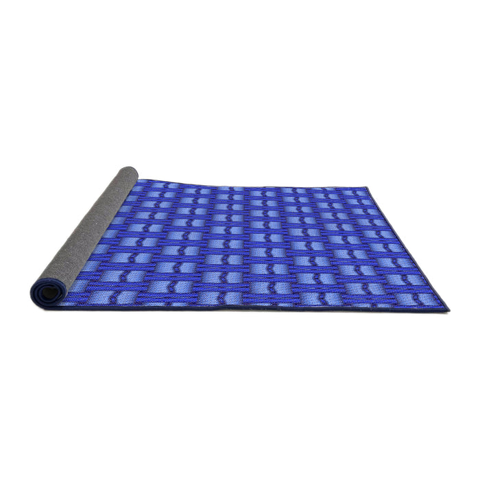 Thickness of Patterned Blue Rug, pat2357pur