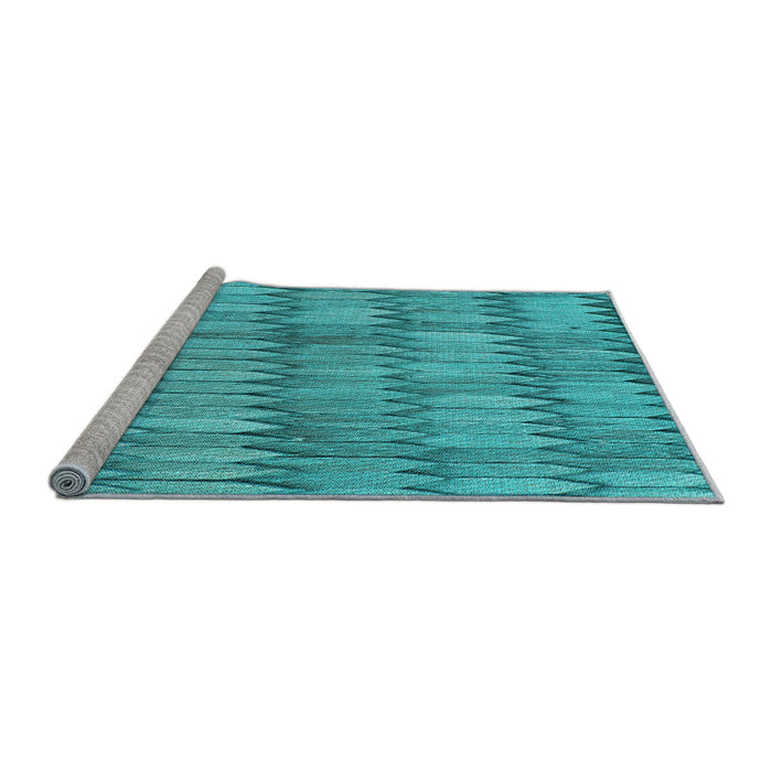 Sideview of Machine Washable Transitional Bright Cyan Blue Rug, wshpat236lblu