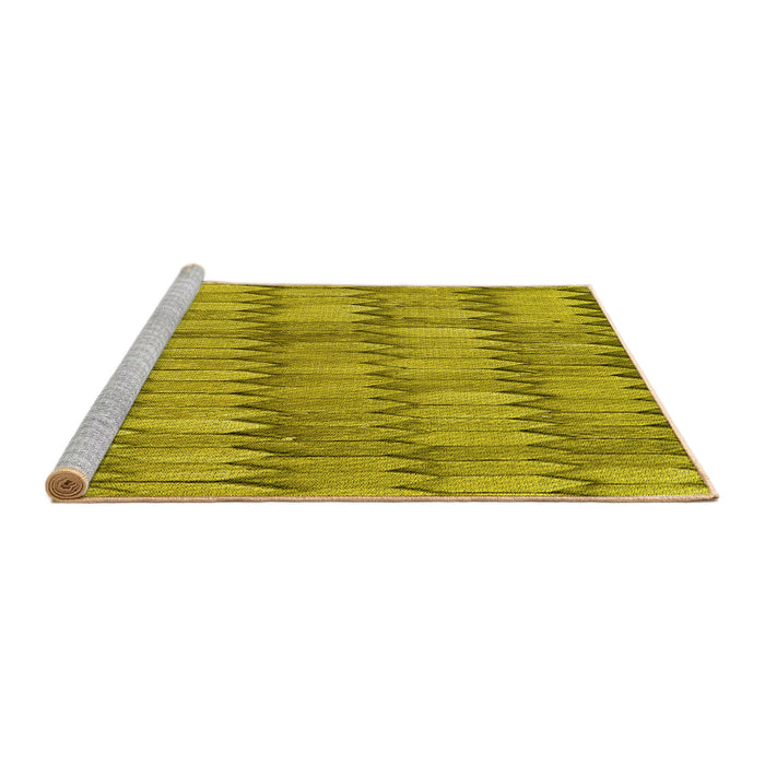 Sideview of Machine Washable Transitional Dark Yellow Green Rug, wshpat236yw