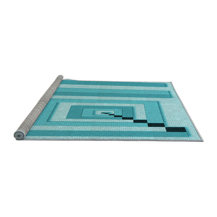 Sideview of Machine Washable Transitional Dark Turquoise Green Rug, wshpat2360lblu