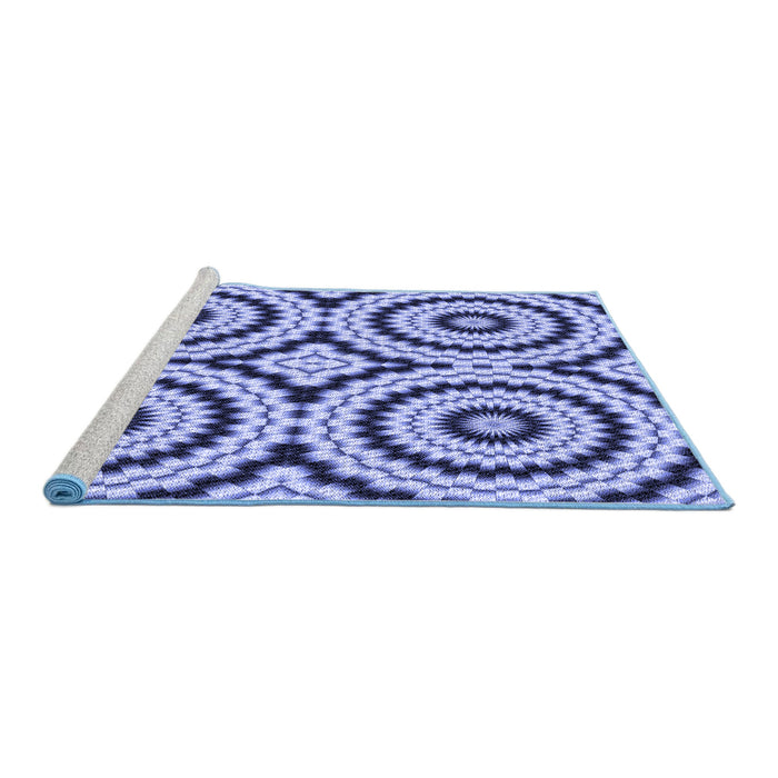 Sideview of Machine Washable Transitional Sapphire Blue Rug, wshpat2361blu