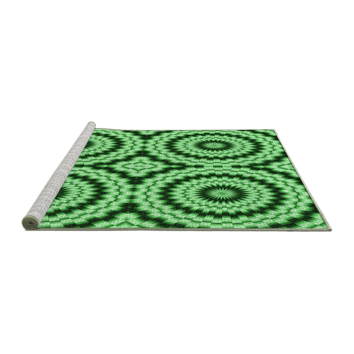 Sideview of Machine Washable Transitional Green Rug, wshpat2361grn