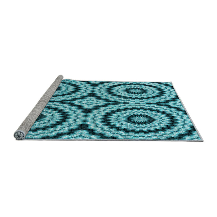 Sideview of Machine Washable Transitional Teal Green Rug, wshpat2361lblu