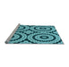 Sideview of Machine Washable Transitional Teal Green Rug, wshpat2361lblu