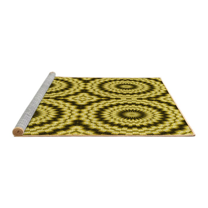 Sideview of Machine Washable Transitional Bright Gold Yellow Rug, wshpat2361yw