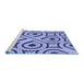 Sideview of Machine Washable Transitional Sapphire Blue Rug, wshpat2362blu