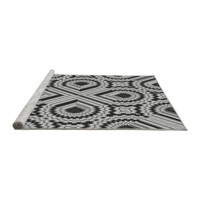 Sideview of Machine Washable Transitional Silver Gray Rug, wshpat2362gry