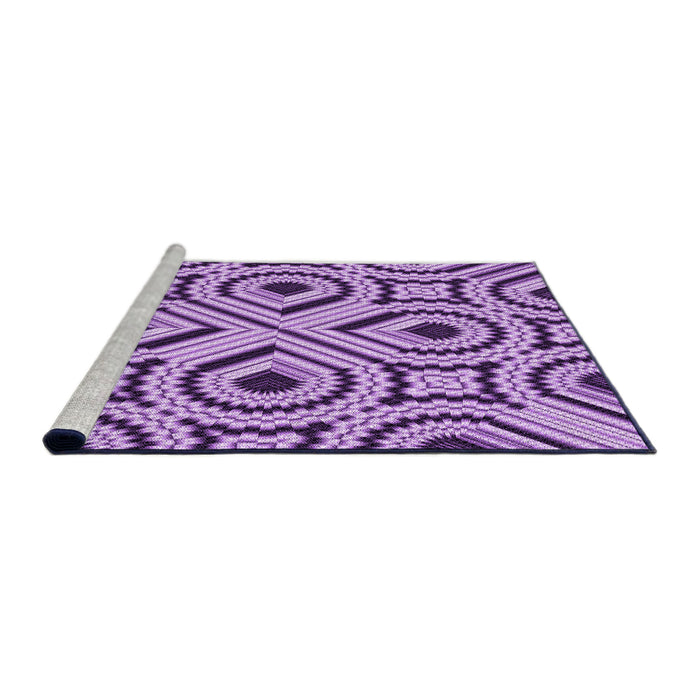 Sideview of Machine Washable Transitional Pastel Purple Pink Rug, wshpat2362pur