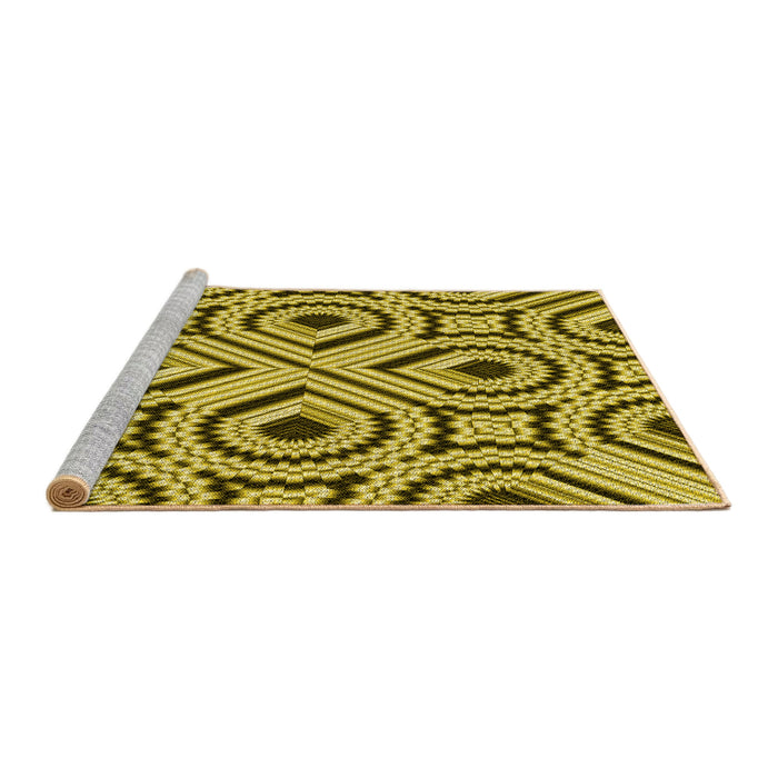 Sideview of Machine Washable Transitional Bright Gold Yellow Rug, wshpat2362yw