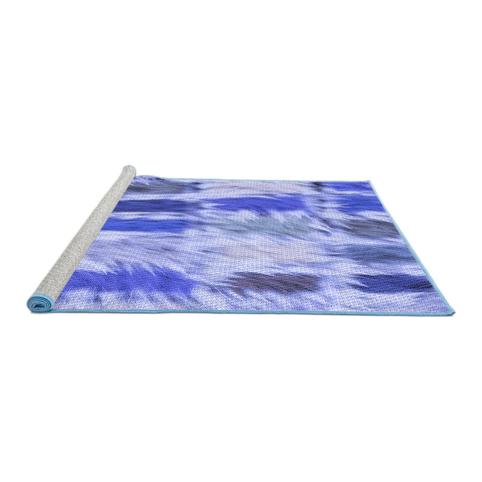 Sideview of Machine Washable Transitional Jeans Blue Rug, wshpat2363blu