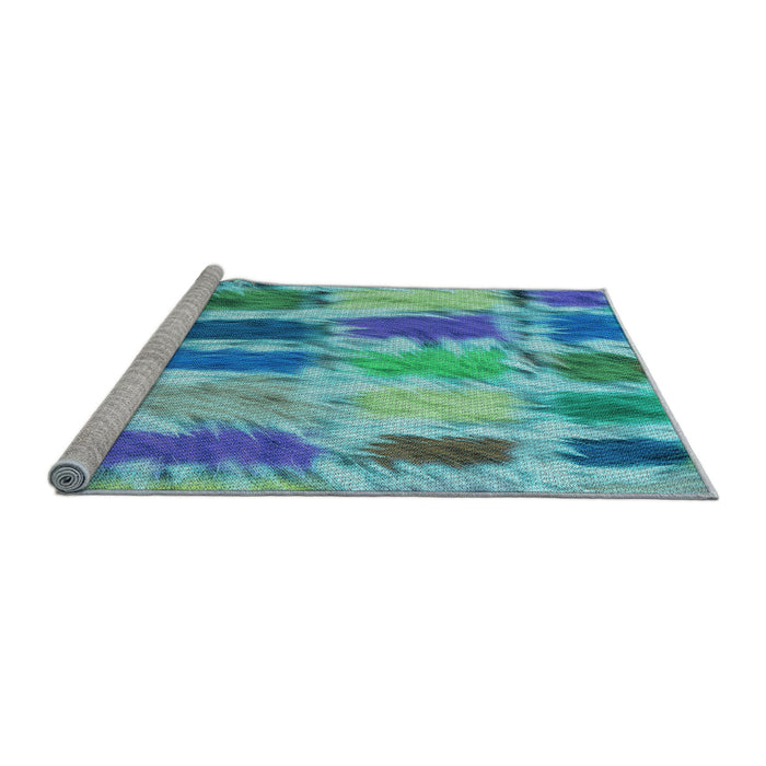 Sideview of Machine Washable Transitional Blue Ivy Blue Rug, wshpat2363lblu