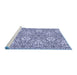 Sideview of Machine Washable Transitional Blue Rug, wshpat2364blu