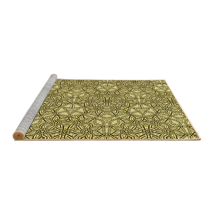 Sideview of Machine Washable Transitional Mustard Yellow Rug, wshpat2364yw