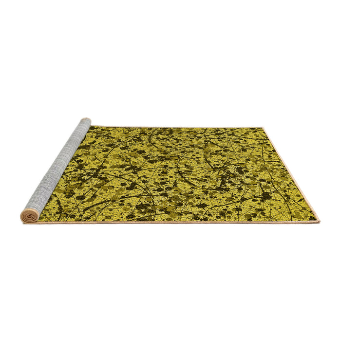 Sideview of Machine Washable Transitional Deep Yellow Rug, wshpat2365yw