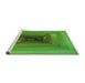 Sideview of Machine Washable Transitional Green Rug, wshpat237grn