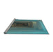 Sideview of Machine Washable Transitional Blue Moss Green Rug, wshpat237lblu