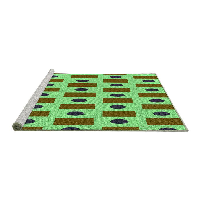 Sideview of Machine Washable Transitional Green Rug, wshpat2371grn