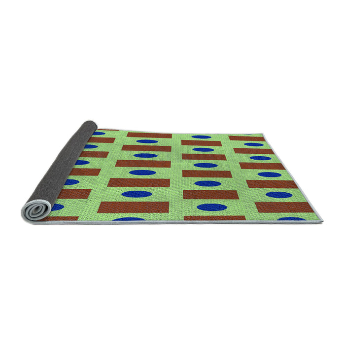 Thickness of Patterned Yellow Green Rug, pat2371lblu