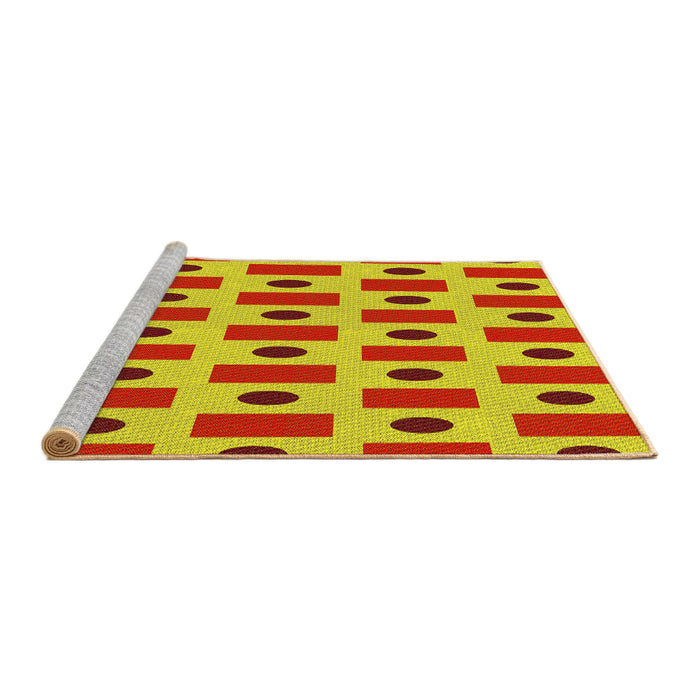 Sideview of Machine Washable Transitional Yellow Rug, wshpat2371yw