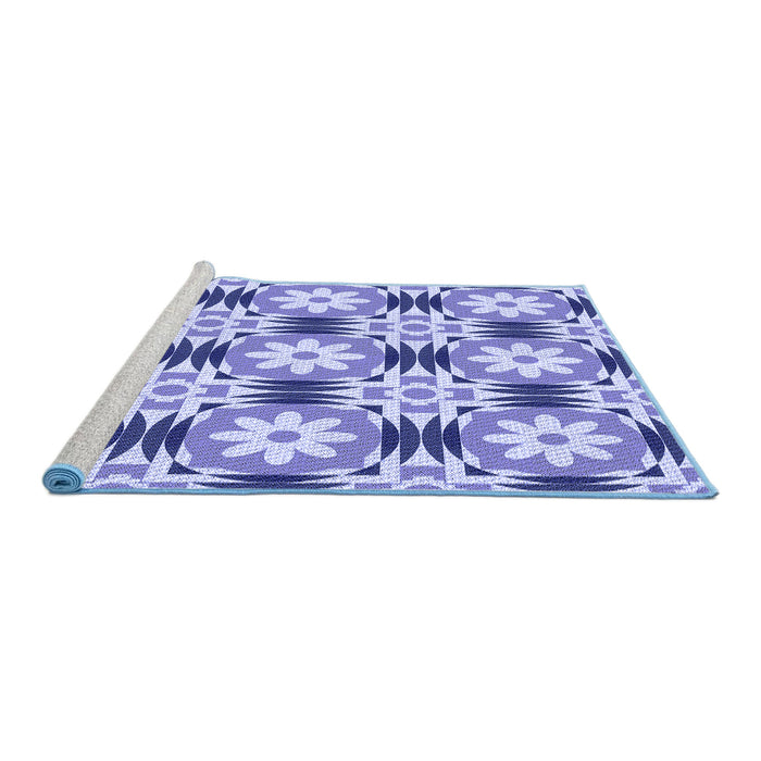 Sideview of Machine Washable Transitional Royal Blue Rug, wshpat2373blu