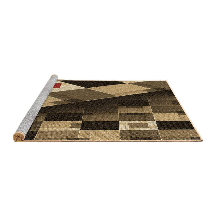 Serging Thickness of Machine Washable Transitional Bronze Brown Rug, wshpat2374brn