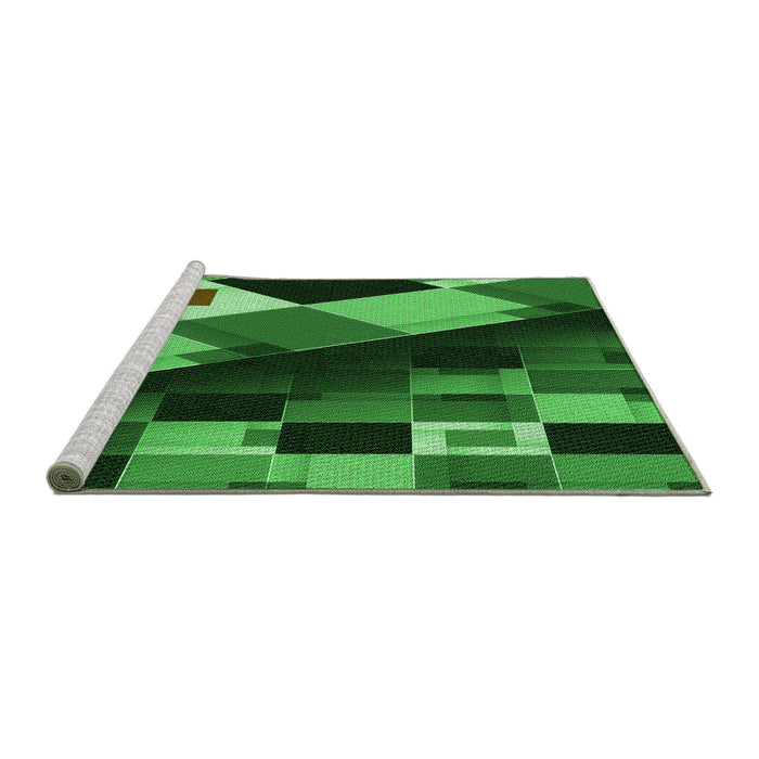 Sideview of Machine Washable Transitional Deep Emerald Green Rug, wshpat2374grn