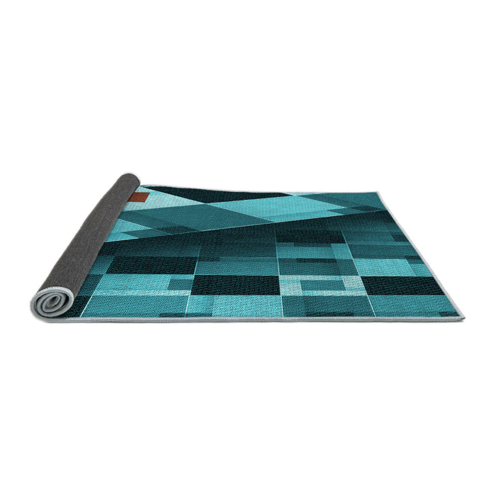 Thickness of Patterned Dark Turquoise Green Rug, pat2374lblu
