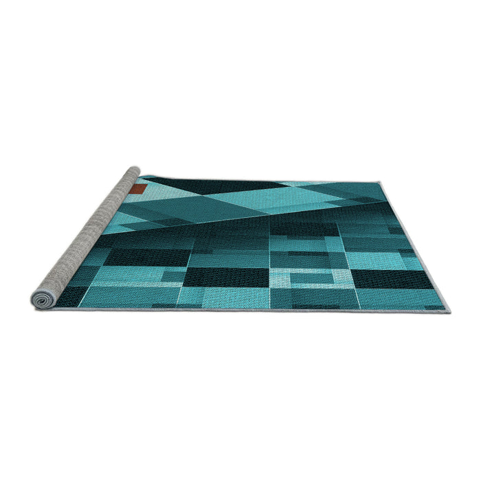 Sideview of Machine Washable Transitional Dark Turquoise Green Rug, wshpat2374lblu