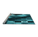 Sideview of Machine Washable Transitional Dark Turquoise Green Rug, wshpat2374lblu