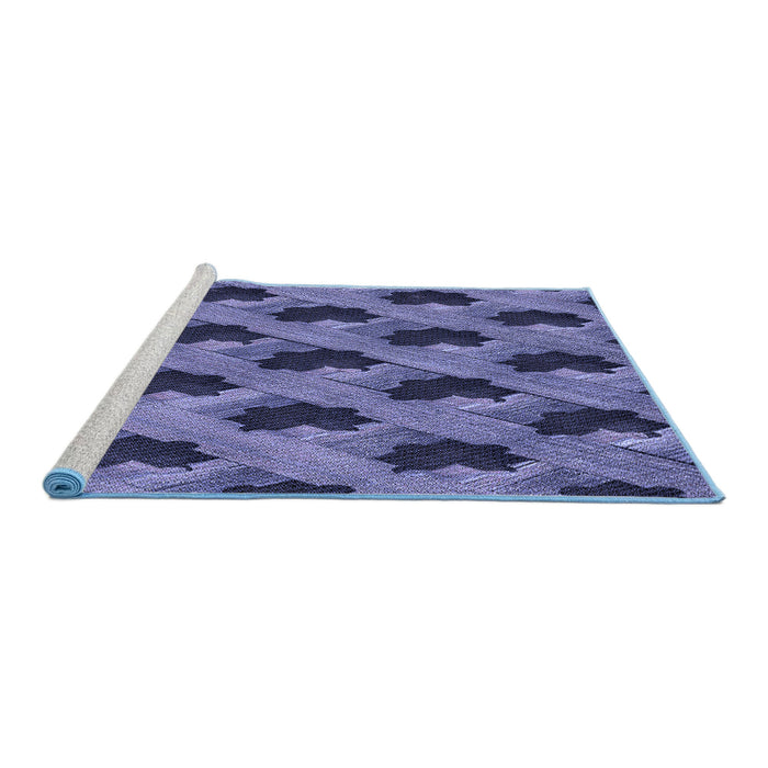 Sideview of Machine Washable Transitional Blue Rug, wshpat2375blu