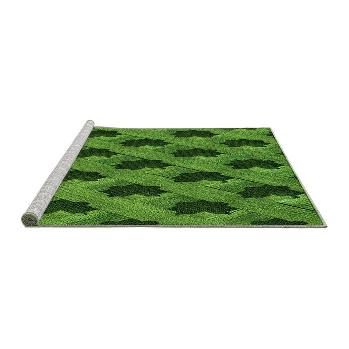 Sideview of Machine Washable Transitional Deep Emerald Green Rug, wshpat2375grn