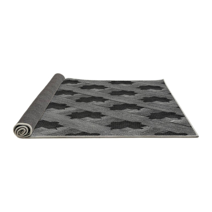 Thickness of Patterned Dark Gray Black Rug, pat2375gry
