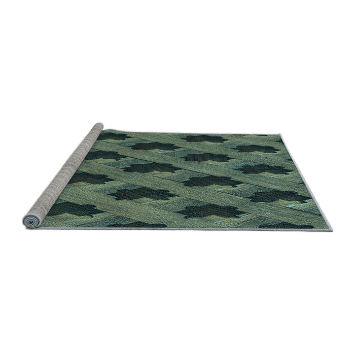 Sideview of Machine Washable Transitional Dark Slate Grey Green Rug, wshpat2375lblu
