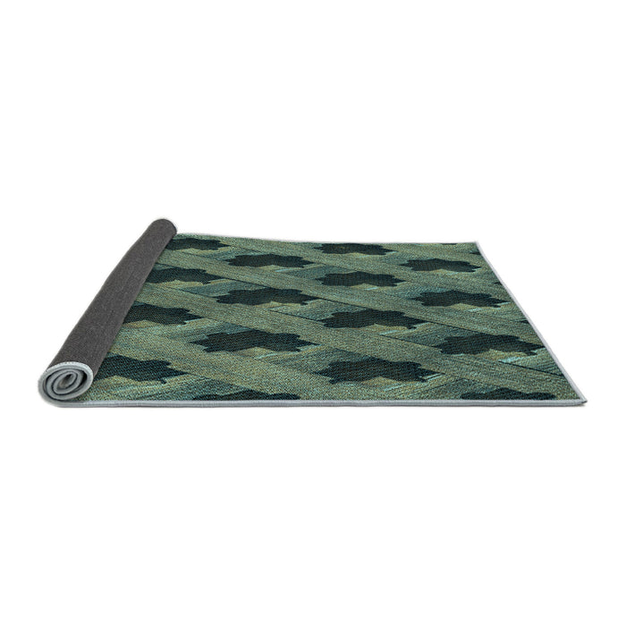 Thickness of Patterned Dark Slate Grey Green Rug, pat2375lblu