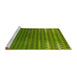 Sideview of Machine Washable Transitional Green Rug, wshpat2376yw