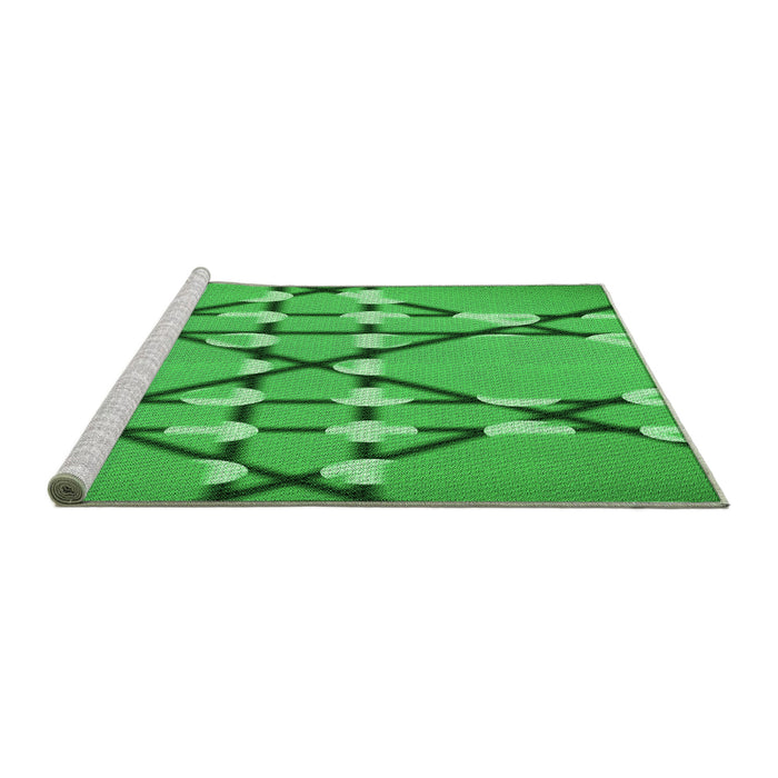 Sideview of Machine Washable Transitional Neon Green Rug, wshpat2379grn