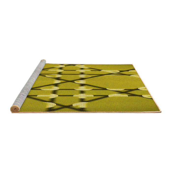 Sideview of Machine Washable Transitional Dark Yellow Green Rug, wshpat2379yw