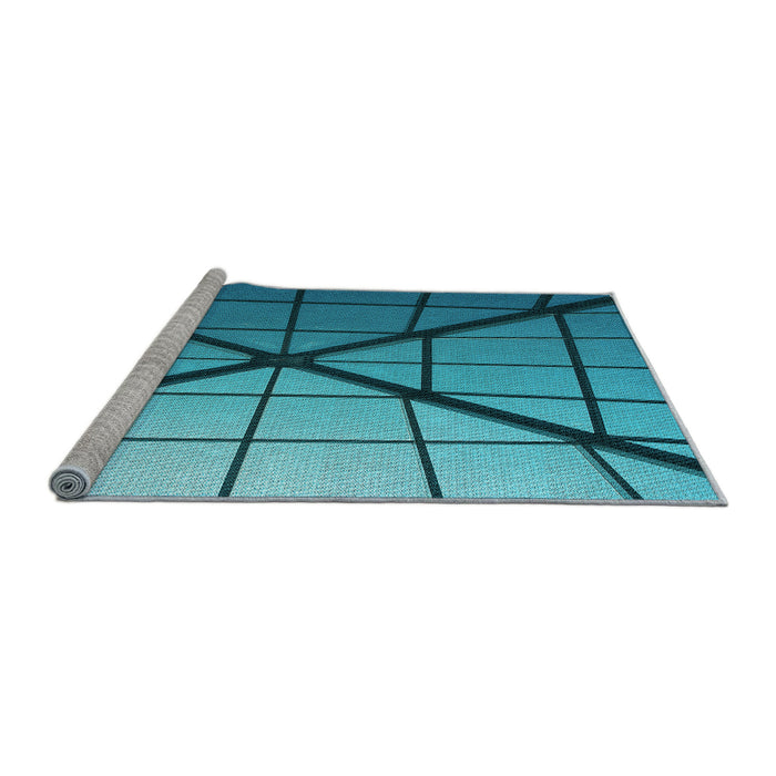Sideview of Machine Washable Transitional Dark Cyan Green Rug, wshpat238lblu