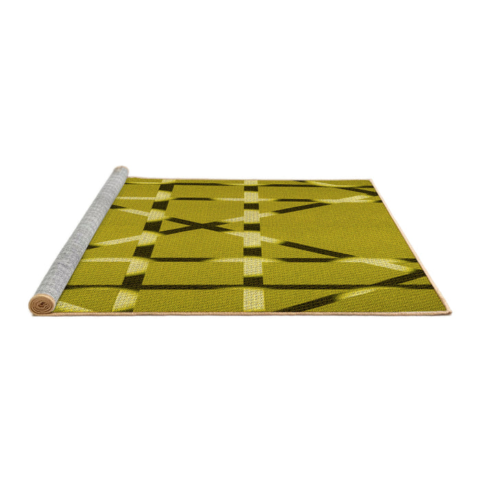 Sideview of Machine Washable Transitional Dark Yellow Green Rug, wshpat2380yw