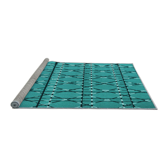 Sideview of Machine Washable Transitional Dark Cyan Green Rug, wshpat2381lblu