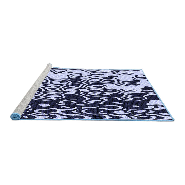 Sideview of Machine Washable Transitional Night Blue Rug, wshpat2382blu