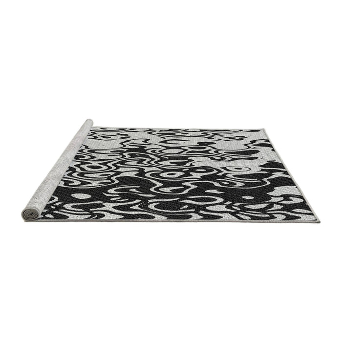 Sideview of Machine Washable Transitional Midnight Gray Rug, wshpat2382gry