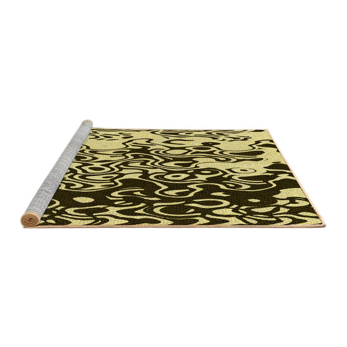 Sideview of Machine Washable Transitional Black Brown Rug, wshpat2382yw